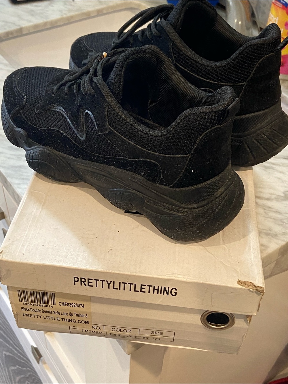 PrettyLittleThing Black Chunky Lace-Up Sneakers